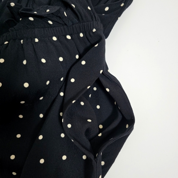 Madewell Ruffle-Front Wrap Jumpsuit in Grid Dot Black White Polka Dot AB336 - Picture 10 of 10